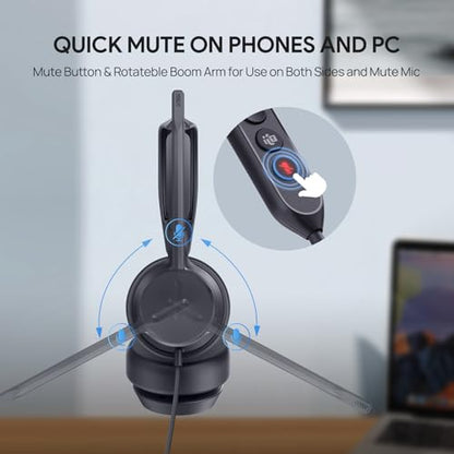 Yealink UH42 USB-C/A Wired Headset,AI Noise Cancelling Mic,in-Line Controls | Teams/Zoom Certified, Stereo Headphones,Plug & Play for Computer/Laptop/Phone,7ft Cable, Dynamic EQ, Call Center, Office,Home - color: Dual-Ear, size: USB-C/A