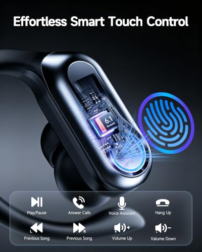 Wireless Earbuds, Bluetooth Headphones 6.1, 90H Playtime Ear Buds with Hooks for Sports, Dual LED Display Earphones IPX7 Waterproof for Gym/Runing/Workout