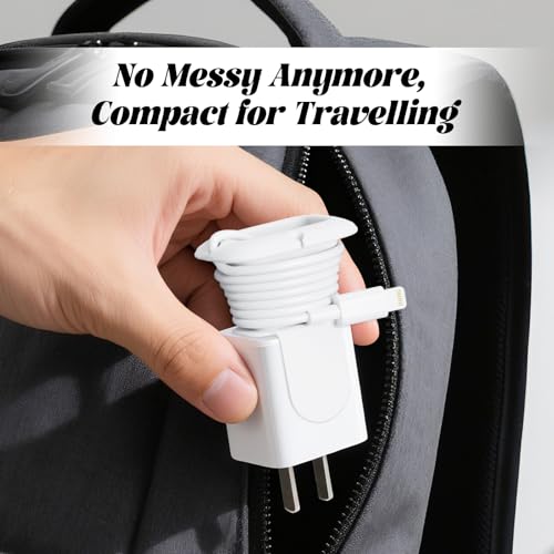 Silicone Collapsible Cord Wrap Foldable Charger Organizer | Wired Manager Holder, Wrap Winder, Cable Management, Travel Essentials, Compatible with Phone Charger Adapter - size: For Phone Charger