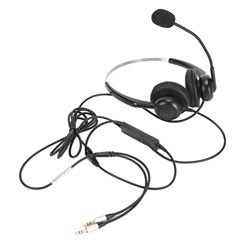 Professional Wired Business Headset Office Headset Telephone with Noise Canceling Microphone Clear Calls Hearing Adjustable Headband for Call Center Business Work (Dual 3.5mm Interface) - size: Dual 3.5mm Interface