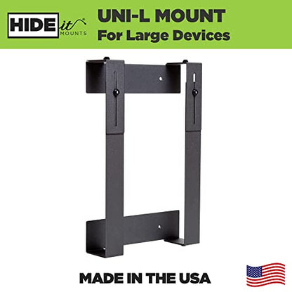 HIDEit Mounts Uni-L Mount - Patented in 2015, Made in USA - Steel Adjustable Large Wall Mount, Hide Your Cable TV Box, Satellite Receivers, DVRs, NVRs, Set-Top Boxes and Other A/V Equipment - size: USA Made Large