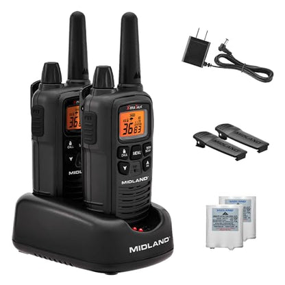 Midland - LXT600VP3, 36 Channel FRS Two-Way Radio - Up to 30 Mile Range Walkie Talkie, 121 Privacy Codes, NOAA Weather Scan + Alert (Pair Pack) (Black) - style: Pair Pack