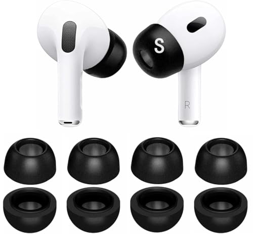 Foam Tips Compatible with AirPods Pro 3, Noise Cancellation, S Size Memory Foam Earbuds Covers Eartips Ear Cap 4 Pairs for AirPod Pro3 (2025 3rd Gen), Black Small p3fb4ps - size: S