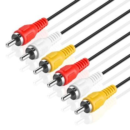 TNP 3 RCA AV Cable, 30FT Male-to-Male Composite Audio Video Cord for TV | Vcr-To-Tv Cable with Red, White and Yellow Plugs; Double Shielding Helps Reduce Rfi and Emi Interference - size: 30FT