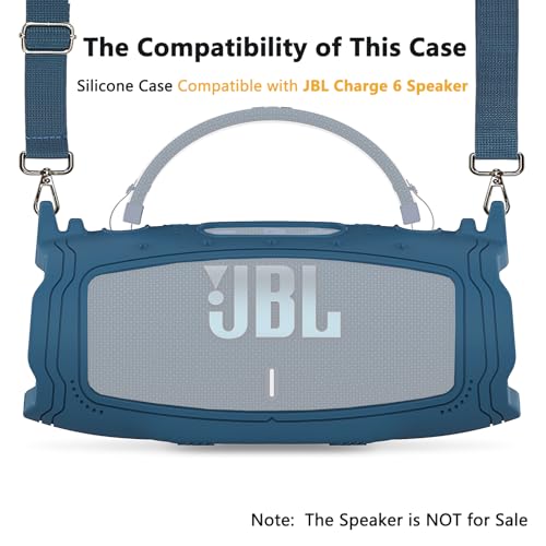 Silicone Cover Case for JBL Charge 6 Portable Bluetooth Speaker - color: Blue