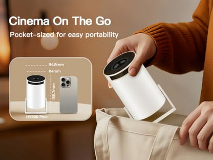 [4K Supported] Mini Projector with WiFi 6 and Bluetooth 5.4, Built in Apps - color: Ivory