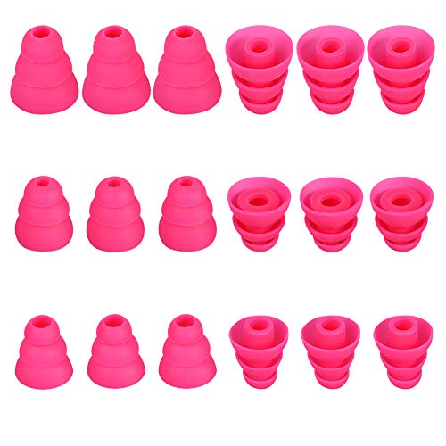 Earbud Tips Earbud Covers Triple Flange Ear Tip, 9 Pairs S/M/L Size Triple Flange Noise Isolate Silicone Cushion Ear Bud Tips with 3.8mm Connector Hole, Fit for Most in Ear Earphone