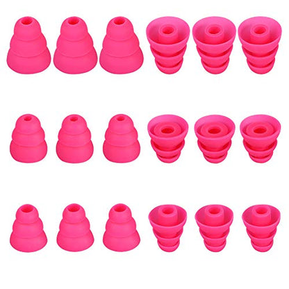 Earbud Tips Earbud Covers Triple Flange Ear Tip, 9 Pairs S/M/L Size Triple Flange Noise Isolate Silicone Cushion Ear Bud Tips with 3.8mm Connector Hole, Fit for Most in Ear Earphone