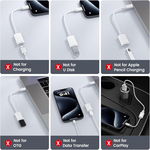 Vcddom USB C to Lightning Audio Adapter, USB Type C Male to Female Lightning Headphone Audio Adapter Compatible with iPhone 17/17 Pro/16/16 Pro Max, iPad Pro, iPad Air 6/5, Galaxy S25/S24 (No Charge)