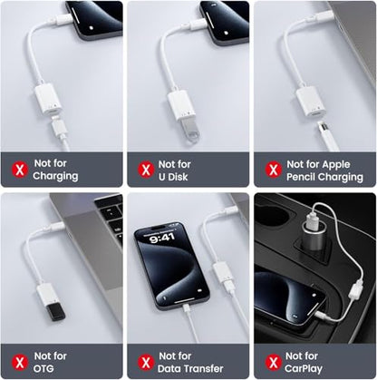 Vcddom USB C to Lightning Audio Adapter, USB Type C Male to Female Lightning Headphone Audio Adapter Compatible with iPhone 17/17 Pro/16/16 Pro Max, iPad Pro, iPad Air 6/5, Galaxy S25/S24 (No Charge)