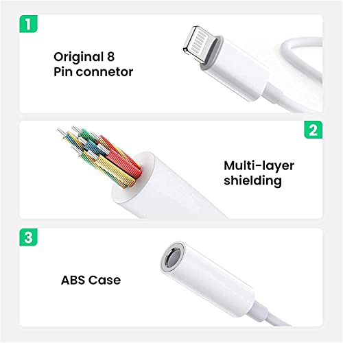 [Apple MFi Certified] Apple Lightning to 3.5mm Headphone Jack Adapter | 2 Pack iPhone 3.5mm Aux Adapter Converter Dongle Audio Cable for iPhone 14 13 12 11 Pro Max XS XR X 8, Support All iOS