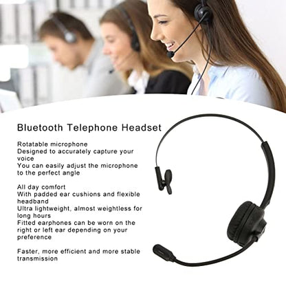 Bluetooth Headset, Cordless Headset with Rotatable Mic, Trucker Headset with Charging Base, for Trucker, Remote Work, Online Meeting, Business Travel