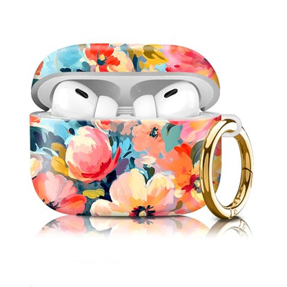 Compatiable for AirPod Pro 2nd/1st Generation Case,Lightweight & Durable Resistant Hard Case with Keychain,Stylish Design AirPod Case Cover for Women(Pastel Garden) - color: Pastel Garden