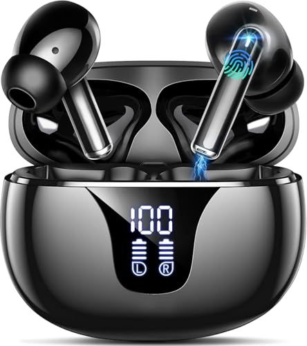 Wireless Earbuds Bluetooth 5.4 in Ear Headphones Touch Control HiFi Stereo True Ear Buds IP7 Waterproof 38H Playback LED Power Display Lightweight Earphones for Work Sports Travel