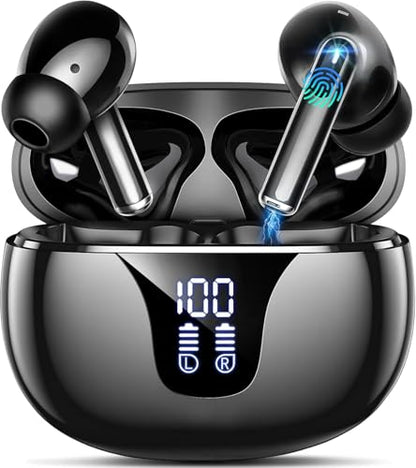 Wireless Earbuds Bluetooth 5.4 in Ear Headphones Touch Control HiFi Stereo True Ear Buds IP7 Waterproof 38H Playback LED Power Display Lightweight Earphones for Work Sports Travel