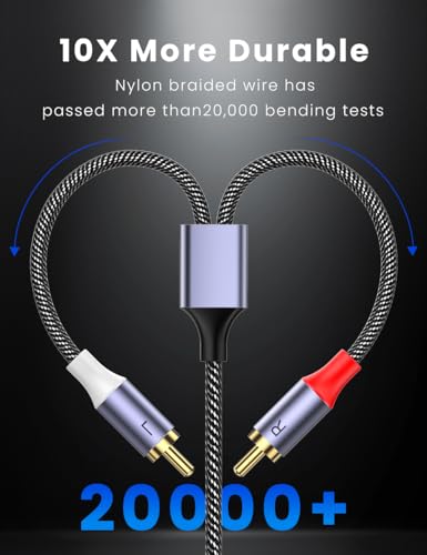 MOSWAG 2RCA Male to 2RCA Male Stereo Auxiliary Audio Cable Subwoofer Cable - color: Black, size: 32.8 ft
