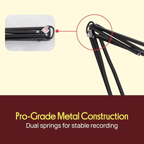 Pyle Suspension Microphone Boom Stand Pro - Desktop Scissor Mic Stand Spring Arm w/ Shock Mount, Adjustable and Extendable Arm, Angle and Tilt Positioning, Universal Table Clamp Mount Style - PMKSH04 - style: Boom stand Original