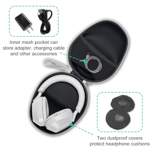 ProCase Hard Headphone Case Travel Bag for Sony WH-1000XM4, Beats Solo3, Bose QC, Hardshell EVA Carrying Case Headset Case with 2 Dust Covers - Grey - color: Grey