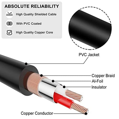 J&D 3.5 mm to 2 RCA Cable, Gold Plated Copper Shell Heavy Duty 3.5mm Female to 2RCA Female Stereo Audio RCA Cable Adapter, 0.65 Feet