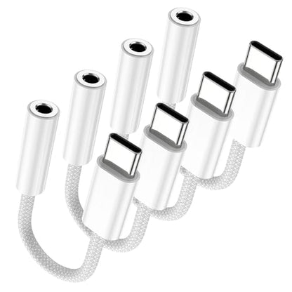 Fidioto 4 Pack USB-C to 3.5 mm Jack Adapter, Aux to USB C Adapter for Headphones Cable Compatible with iPhone 17/16 Pro Max/16 Pro/16/Samsung Galaxy S24/S23/S22/S21 Ultra/iPad Pro/Pixel 8 … - color: White, size: 4 Pack