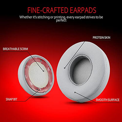 Krone Kalpasmos Earpad Replacement for Beats Solo 2 & 3 Wireless/Wired Headphone, Ear Cushion Premium Protein Leather Memory Foam with Kits, Superb Comfortable Easy to Install – Silver - color: Silver
