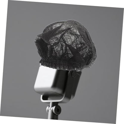 Toyvian 200 Disposable Non-Woven Microphone Covers with Elastic Band for KTV Recording Studio News Interviews Protective Windscreen for Sound Isolation and Hygiene