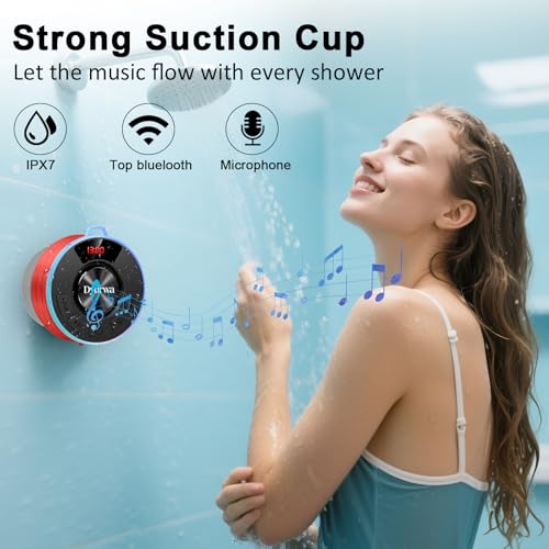 Shower Bluetooth Speaker, Portable Shower Speaker - color: B-Red