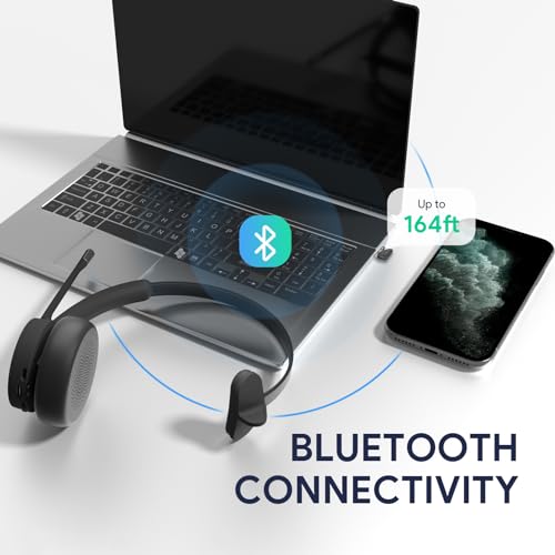 Yealink BH70 Mono Wireless Headset with Charging Stand, Teams Certified Bluetooth Headphone with Mic for Work, up to 35h Talk Time, 91g All-Day Comfort Perfect for Open Office Hybrid Work