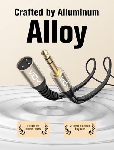 VIOY XLR to 1/4 Cable 32.8 FT, 6.35mm TRS to XLR Male Balanced Mic Cord | Multi-layer shielding noise reduction, nylon braided audio xlr cord for mixer, microphone, piano and karaoke device - size: 32.8FT