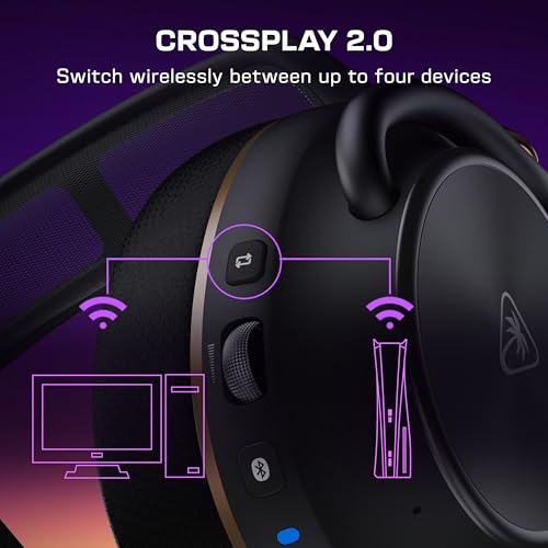 Turtle Beach Stealth Pro II Wireless Multiplatform Gaming Headset PC, PS5 | PlayStation, PS4, Bluetooth, Hi-Res 24-bit Audio, 60mm Dual Drivers, Dolby Atmos, Active Noise Cancellation, Black & Copper