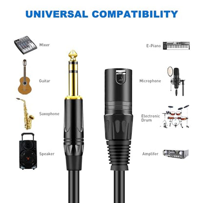 LanSenSu XLR to 1/4 TRS Stereo Adapter,XLR Male to 1/4 Inch (6.35mm) Stereo Balanced Microphone Stereo Audio Converter AdapterCable 2Pack -50ft - size: 6.35mm to XLR Male-50ft