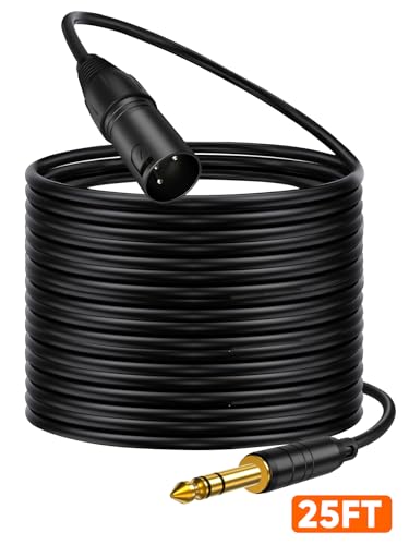 1/4" to XLR 3Pin,6.35mm TRS to XLR Male Balanced Microphone Patch Cable | Quarter inch TRS Plug to XLR For Amplifiers,Mixer,Speaker,Guitas,Studio Monitor,3~50ft - size: 25FT-1pcs