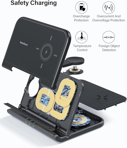 3 in 1 Wireless Charger Stand for Samsung Galaxy Z Fold 8/Z Fold 8 Ultra | Charging Station for Samsung Galaxy Z Fold 7/6/5/4/3, Galaxy Watch 8/8 Classic/Ultra/7/6/5/4, Galaxy Buds, SwanScout 705S