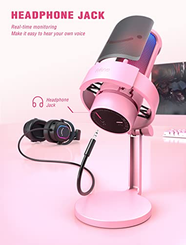 FIFINE A8 Pink Gaming USB Microphone, Condenser Desktop Mic for PC PS4/5 - size: A8P-Desktop