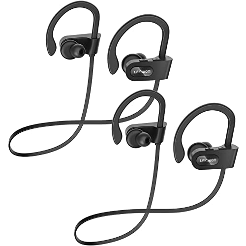 Sport Bluetooth Headphones with Microphone, 16H Deep Bass Running Headphones Wireless, IPX7 Waterproof Wireless Earbuds with Ear Hooks, CVC 6.0 Noise Cancelling Earbuds for Calls, 2-Pack | Bluetooth Earbuds in-Ear with Earhooks, IPX7 Waterproof Sports Ear