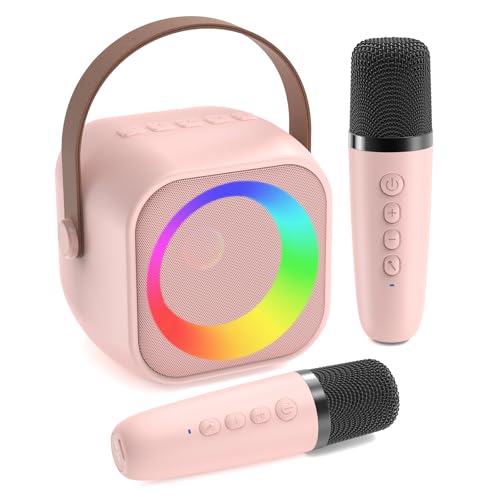 Karaoke Machine for Kids, Toys for 3-12 Years Old Girls Gifts, Kids Karaoke Microphone Machine Toy, Best Fun Christmas Birthday Gifts for 5 6 7 8 9 10 11 Years Teens Girl Boys Pink 2 Mic - color: Pink 2 Mics