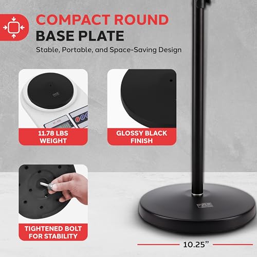Pyle Universal Microphone Stand - M-6 Mic Mount Holder and Height Adjustable from 27.5” to 57.5” Inch High w/Compact Round Base Plate - Quick Setting Lock-Tight Knob Lightweight and Reliable PMKS40 - color: Black