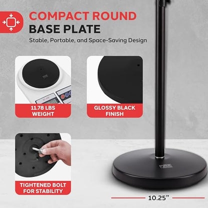 Pyle Universal Microphone Stand - M-6 Mic Mount Holder and Height Adjustable from 27.5” to 57.5” Inch High w/Compact Round Base Plate - Quick Setting Lock-Tight Knob Lightweight and Reliable PMKS40 - color: Black