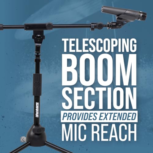 Shure by Gator Low-Profile Tripod Mic Stand with Adjustable Height and Telescoping Boom; (SH-TRIPODSTANDLP) - style: Low Profile + Boom