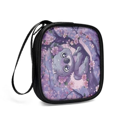 Lightweight Wired/Bluetooth Headset Charger Small Universal Carrying Bag Rectangle Shaped Portable Protection Earphone Case with Mesh Inner Pocket Zipper Enclosure(Koala and Peach Blossom) - color: Koala and Peach Blossom