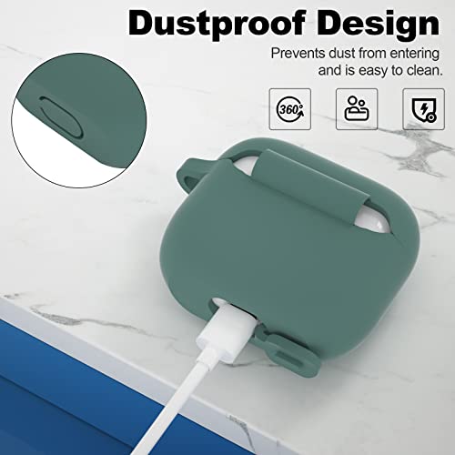 Compatible with AirPods 3 Case, Protective Silicone Cover for AirPods 3rd Generation Case 2021, Wireless Charging - Grey Green - color: A-Grey Green