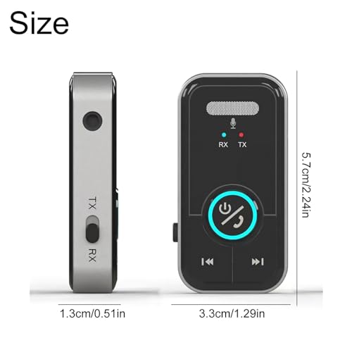 Bluetooth 5.3 Transmitter Receiver 3.5mm AUX Adapter 2 in 1 Wireless Audio Adapter for Vehicles and Home Stereos