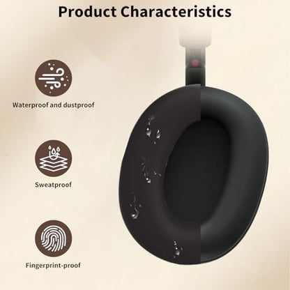 for Sony WH-1000XM6 Case Cover, 3 Sets Silicone Sweat Cover, KONXISA Eeadphones Protective Case for Sony WH-1000XM6 Earpad/Ear/Headband Covers Protector, Washable Sweatproof(Black) - color: Black