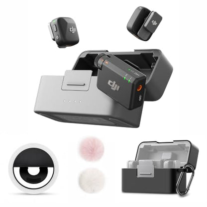 DJI Mic Mini Combo + Silicone Case + Colorful Wind Muff + Selfie Light | Wireless Microphone for iPhone/Camera/Android, Ultralight, Detail-Rich Audio, 48h Use, Noise Cancelling, Streaming, Vlog
