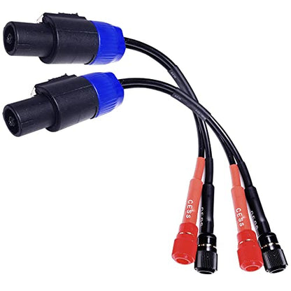 CNCESS Speakon Plug to Female Banana Jack Speaker Cable, 2 Pack | Binding post, Accept Banana Plug, Spade Fork, Bare Wire