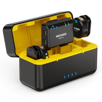 NEEWER CM29 Mini Wireless Microphone, 48KHz/24Bit Noise Cancelling Clip On Lav Mic, 25H Battery, 150m Range, Compatible with iPhone iPad Android DJI Insta360 Camera PC Mac (1RX+2TX+Charging Case) - style: CM29