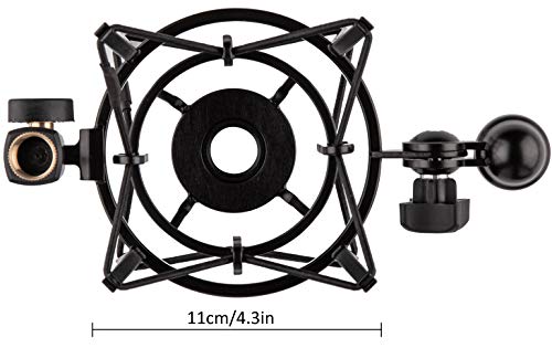 Microphone Shock Mount with Integrated Pop Shield for Rode Mics like K2, NT1-A,NT1000, NT2-A, NT2000, NTK, Podcaster and Procaster (20mm Internal Thread).