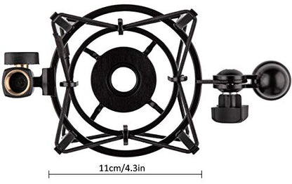 Microphone Shock Mount with Integrated Pop Shield for Rode Mics like K2, NT1-A,NT1000, NT2-A, NT2000, NTK, Podcaster and Procaster (20mm Internal Thread).