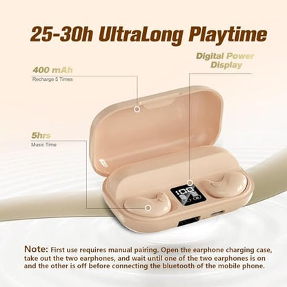 Xmenha Nude Sleep Hidden Headphones Wireless Invisible Earbuds for Sleeping Sleep Tiny Earbuds for Side Sleepers Headphone to Sleep in Tiny Smallest Invisible Earbuds Earphones for Sleeping - color: Skin