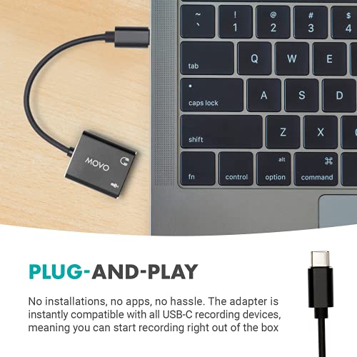 Movo USBC-AC2 3.5mm to USB-C Stereo Audio Adapter - External Sound Card for PC, Mac, Android - 3.5mm TRS Headphone Jack and Audio Jack to USB-C Connector - Aux to USB-C Mic Adapter for Gaming Speakers